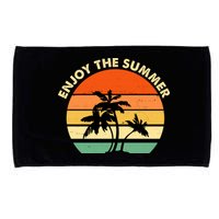 Enjoy The Summer Retro Sunset Palm Tree Microfiber Hand Towel