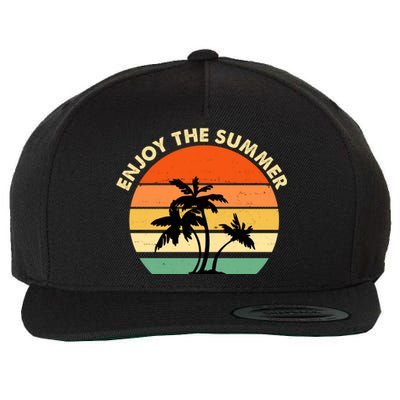 Enjoy The Summer Retro Sunset Palm Tree Wool Snapback Cap