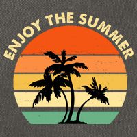 Enjoy The Summer Retro Sunset Palm Tree Cotton Canvas Backpack