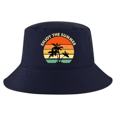 Enjoy The Summer Retro Sunset Palm Tree Cool Comfort Performance Bucket Hat