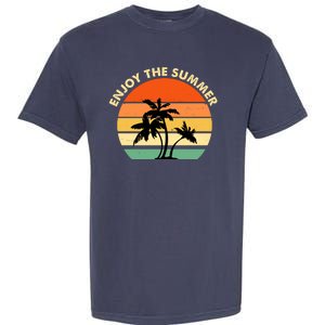 Enjoy The Summer Retro Sunset Palm Tree Garment-Dyed Heavyweight T-Shirt