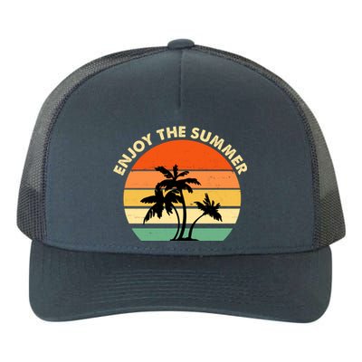 Enjoy The Summer Retro Sunset Palm Tree Yupoong Adult 5-Panel Trucker Hat