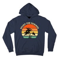 Enjoy The Summer Retro Sunset Palm Tree Hoodie