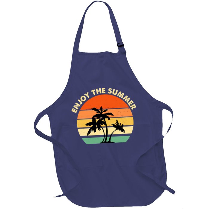 Enjoy The Summer Retro Sunset Palm Tree Apron