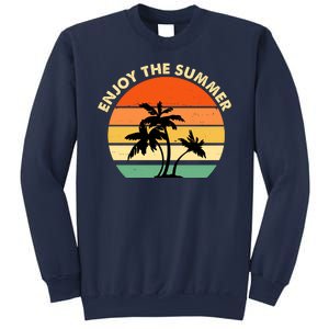 Enjoy The Summer Retro Sunset Palm Tree Sweatshirt