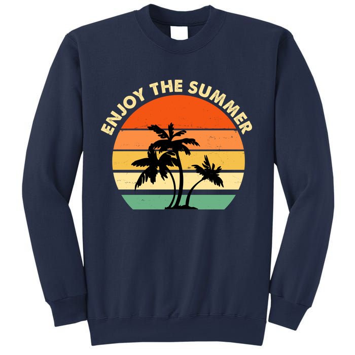 Enjoy The Summer Retro Sunset Palm Tree Sweatshirt