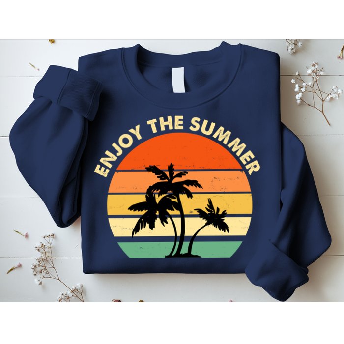 Enjoy The Summer Retro Sunset Palm Tree Sweatshirt