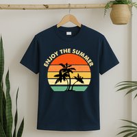 Enjoy The Summer Retro Sunset Palm Tree T-Shirt