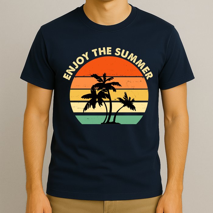Enjoy The Summer Retro Sunset Palm Tree T-Shirt