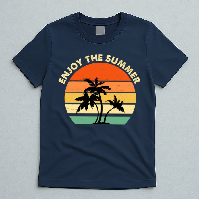 Enjoy The Summer Retro Sunset Palm Tree T-Shirt