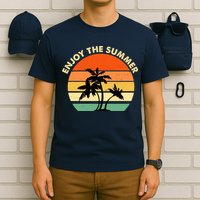 Enjoy The Summer Retro Sunset Palm Tree T-Shirt