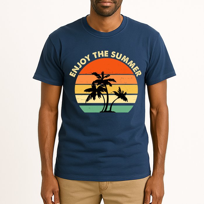 Enjoy The Summer Retro Sunset Palm Tree Tall T-Shirt