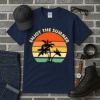 Enjoy The Summer Retro Sunset Palm Tree Tall T-Shirt