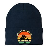 Enjoy The Summer Retro Sunset Palm Tree Beanie