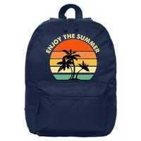 Enjoy The Summer Retro Sunset Palm Tree 16 in Basic Backpack