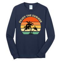 Enjoy The Summer Retro Sunset Palm Tree Tall Long Sleeve T-Shirt