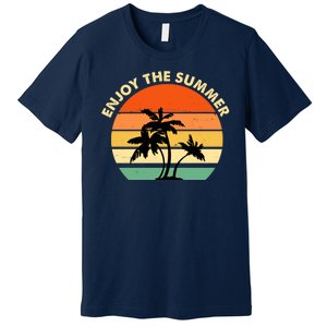 Enjoy The Summer Retro Sunset Palm Tree Premium T-Shirt