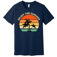 Enjoy The Summer Retro Sunset Palm Tree Premium T-Shirt