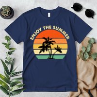 Enjoy The Summer Retro Sunset Palm Tree Premium T-Shirt