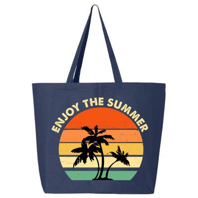 Enjoy The Summer Retro Sunset Palm Tree 25L Jumbo Tote