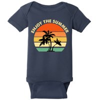 Enjoy The Summer Retro Sunset Palm Tree Baby Bodysuit