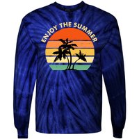 Enjoy The Summer Retro Sunset Palm Tree Tie-Dye Long Sleeve Shirt