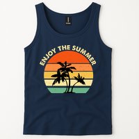 Enjoy The Summer Retro Sunset Palm Tree Tank Top