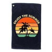 Enjoy The Summer Retro Sunset Palm Tree Golf Towel