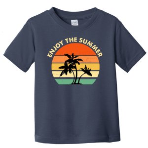 Enjoy The Summer Retro Sunset Palm Tree Toddler T-Shirt