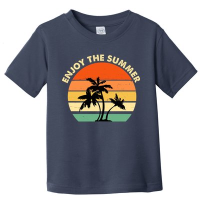 Enjoy The Summer Retro Sunset Palm Tree Toddler T-Shirt