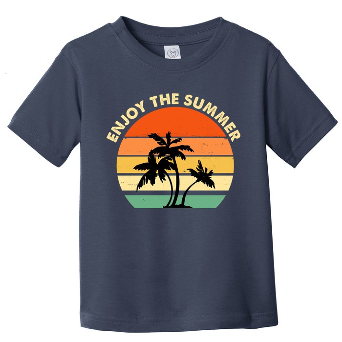 Enjoy The Summer Retro Sunset Palm Tree Toddler T-Shirt
