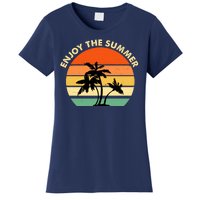 Enjoy The Summer Retro Sunset Palm Tree Women's T-Shirt