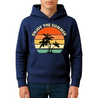 Enjoy The Summer Retro Sunset Palm Tree Kids Hoodie