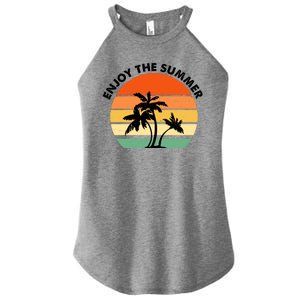 Enjoy The Summer Retro Sunset Palm Tree Women's Perfect Tri Rocker Tank