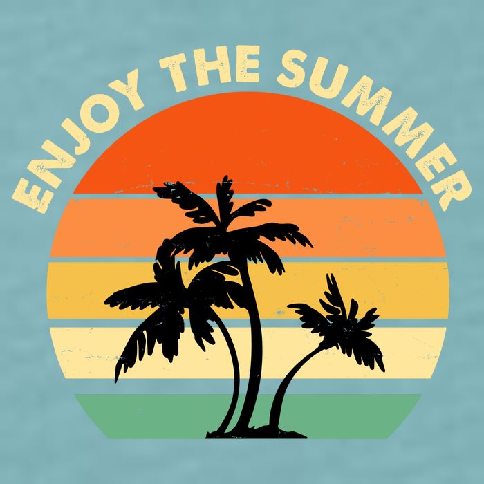 Enjoy The Summer Retro Sunset Palm Tree Sueded Cloud Jersey T-Shirt