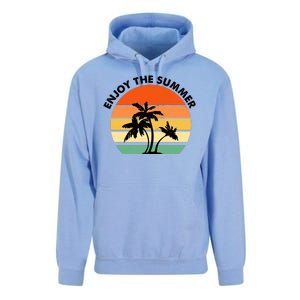 Enjoy The Summer Retro Sunset Palm Tree Unisex Surf Hoodie