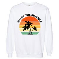 Enjoy The Summer Retro Sunset Palm Tree Garment-Dyed Sweatshirt