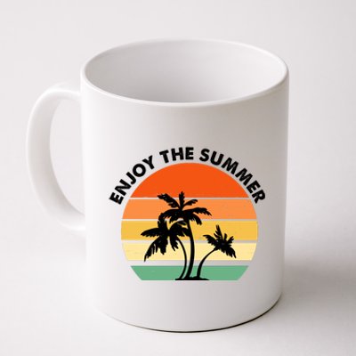 Enjoy The Summer Retro Sunset Palm Tree Coffee Mug