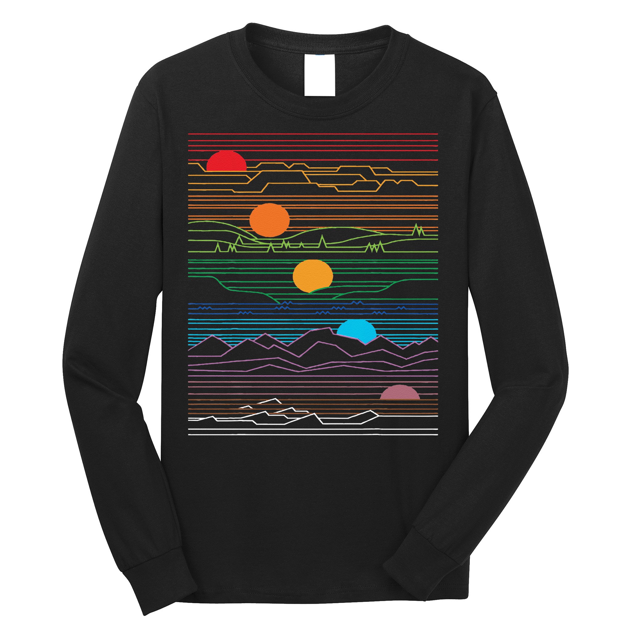 EDM Techno Sun Moon Design Dance Rave Music Festival Long Sleeve Shirt
