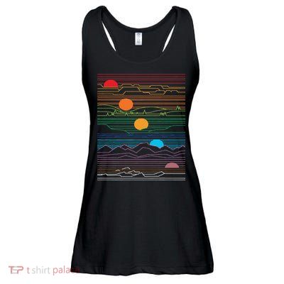 EDM Techno Sun Moon Design Dance Rave Music Festival Ladies Essential Flowy Tank