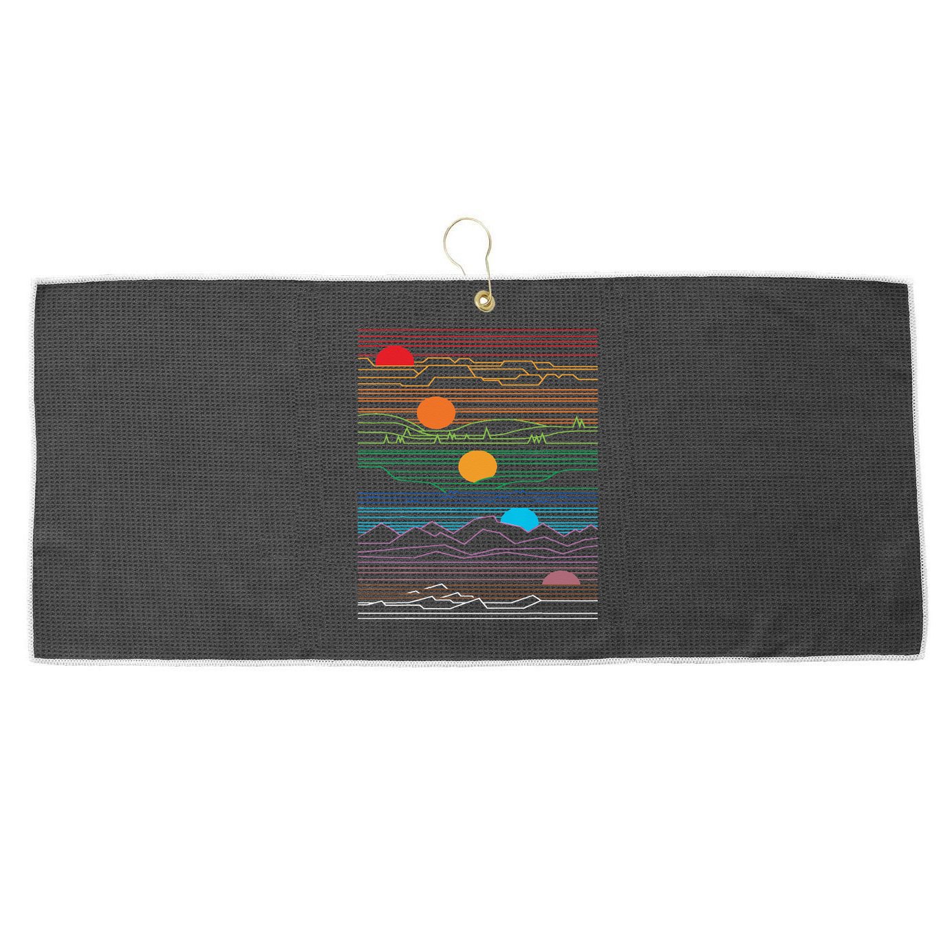 EDM Techno Sun Moon Design Dance Rave Music Festival Large Microfiber Waffle Golf Towel