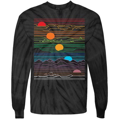 EDM Techno Sun Moon Design Dance Rave Music Festival Tie-Dye Long Sleeve Shirt