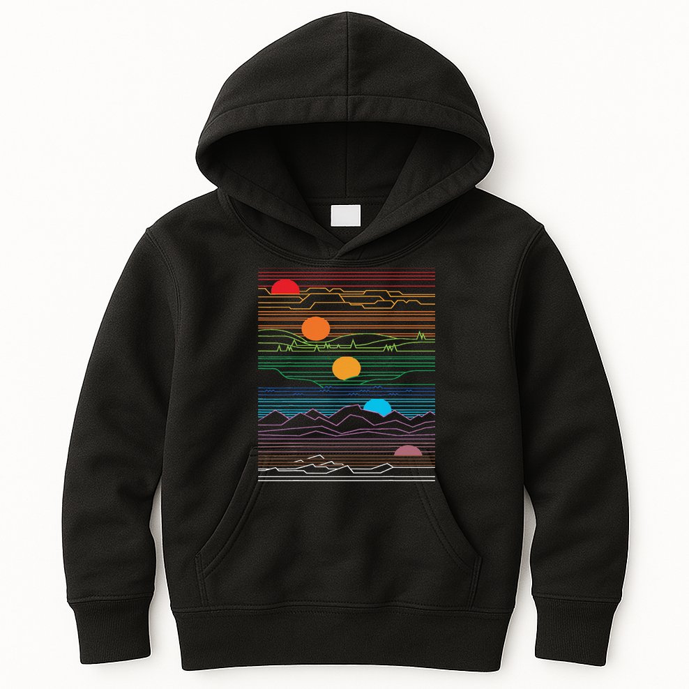 EDM Techno Sun Moon Design Dance Rave Music Festival Kids Hoodie