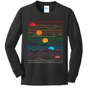 EDM Techno Sun Moon Design Dance Rave Music Festival Kids Long Sleeve Shirt