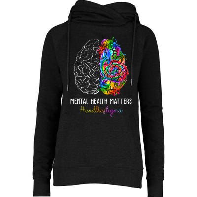 End The Stigma Mental Health Matters Mental Awareness Gifts Womens Funnel Neck Pullover Hood