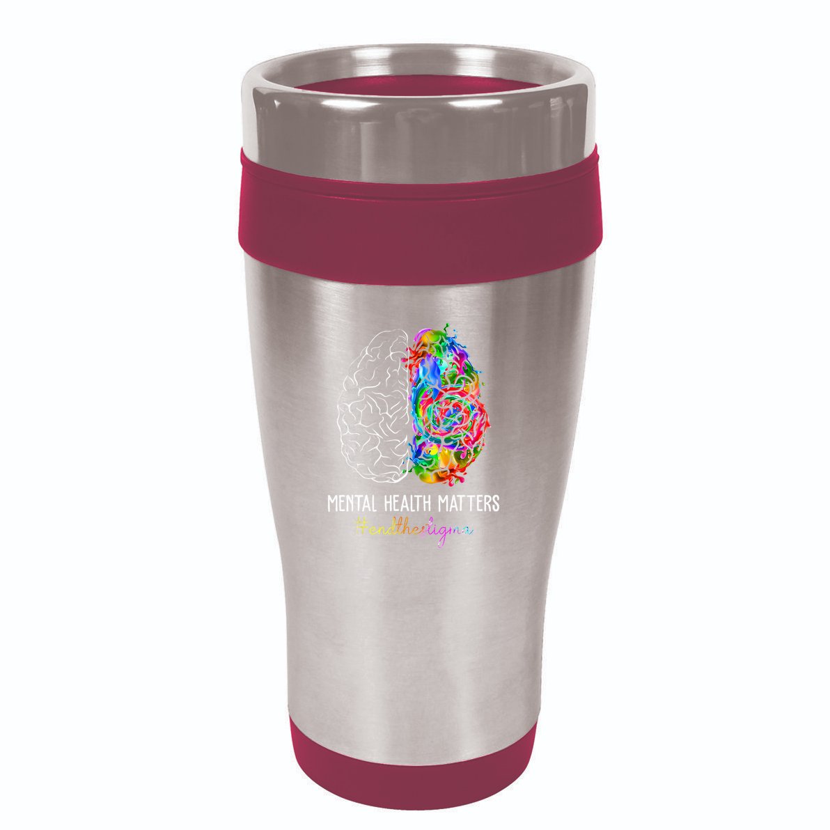 End The Stigma Mental Health Matters Mental Awareness Gifts 16oz Travel Tumbler