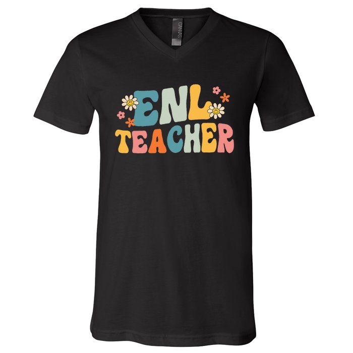 ENL Teacher Squad English New Language Squad Crew Team V-Neck T-Shirt