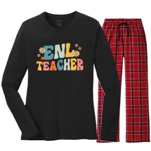 ENL Teacher Squad English New Language Squad Crew Team Women's Long Sleeve Flannel Pajama Set 