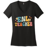 ENL Teacher Squad English New Language Squad Crew Team Women's V-Neck T-Shirt