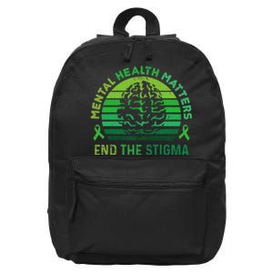 End The Stigma Mental Health Matters Mental Awareness Gifts 16 in Basic Backpack